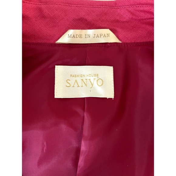 Sanyo Fashion House Pink 100% Linen Trench Blazer Jacket Barbiecore Coat Size 6 - Picture 9 of 11